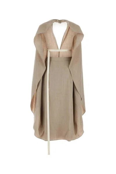 Fendi Abito In Flanella Gessata Beige In Brown