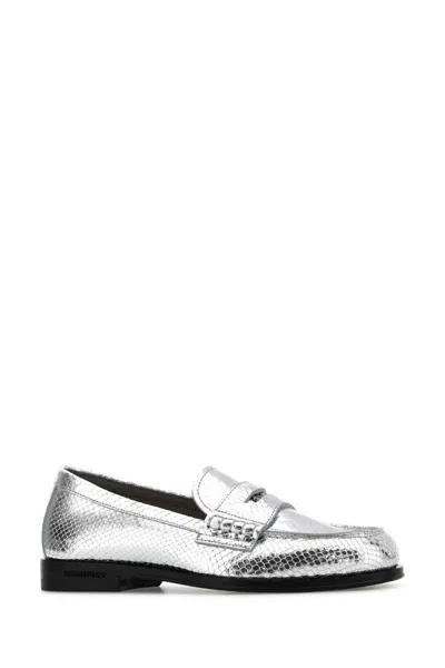 Dsquared2 Metallic Neoclassic Loafers With Textured Surface In Metallic