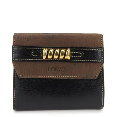 Pre-owned Loewe Black Brown Leather Wallet (bi-fold) () In Multi