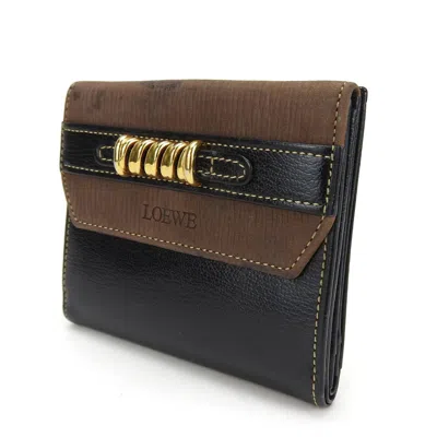 Pre-owned Loewe Black Brown Leather Wallet (bi-fold) () In Multi