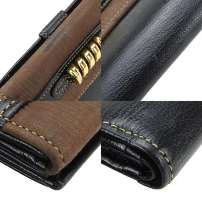 Pre-owned Loewe Black Brown Leather Wallet (bi-fold) () In Multi
