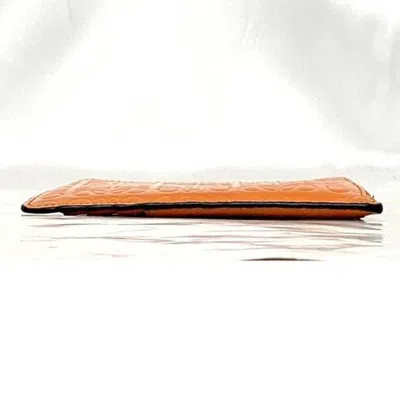 Pre-owned Loewe Orange Patent Leather Coin Purse/coin Case ()