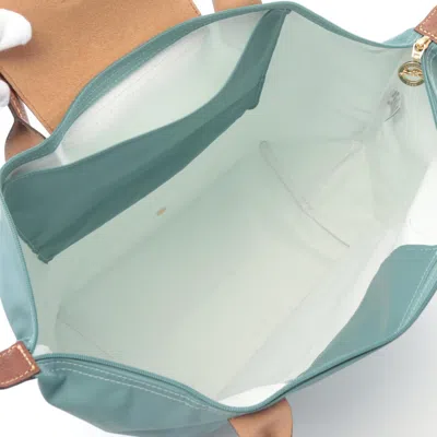 Longchamp Le Pliage Brown Green Canvas Leather Tote Bag