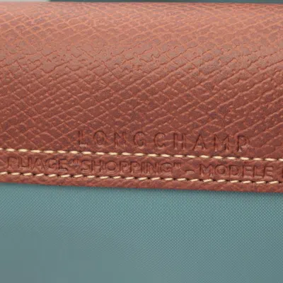 Longchamp Le Pliage Brown Green Canvas Leather Tote Bag
