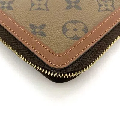 Pre-owned Louis Vuitton Beige Brown Monogram Reverse Monogram Reverse Leather Long Wallet (bi-fold) (