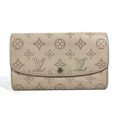 Pre-owned Louis Vuitton Beige Galle Mahina Leather Long Wallet (bi-fold) ()