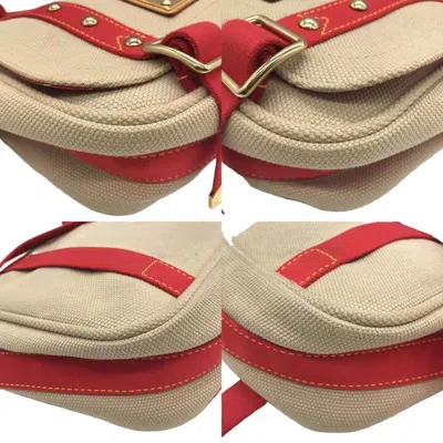 Pre-owned Louis Vuitton Beige Red Color Canvas Shoulder Bag ()