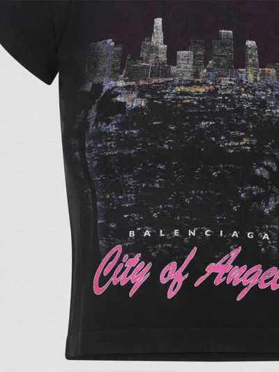 Balenciaga City Of Angels Shrunk T-shirt In Black