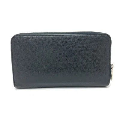 Pre-owned Louis Vuitton Black Noir Taiga Leather Leather Long Wallet (bi-fold) ()