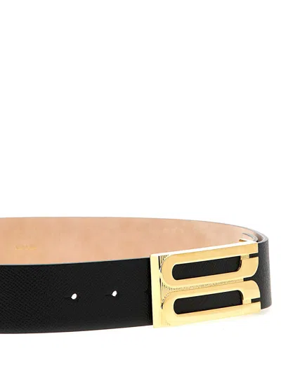 Victoria Beckham Leather Belt Adjustable Gold-tone Buckle In Black