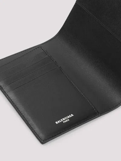 Balenciaga Black Leather Passport Holder In Black