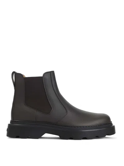 Tod's Chunky Sole Leather Ankle Boots With Elastic Panels In Multi
