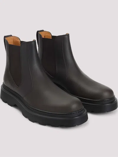 Tod's Chunky Sole Leather Ankle Boots With Elastic Panels In Multi