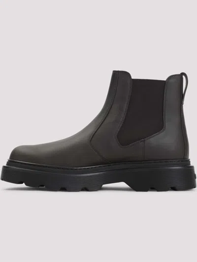 Tod's Chunky Sole Leather Ankle Boots With Elastic Panels In Multi