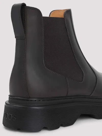 Tod's Chunky Sole Leather Ankle Boots With Elastic Panels In Multi