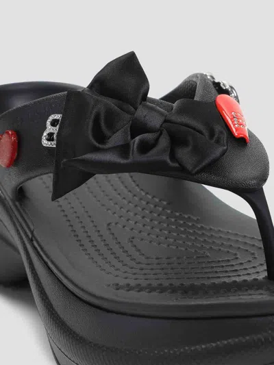 Balenciaga Rubber Sandals With Playful Heart Embellishments In Black
