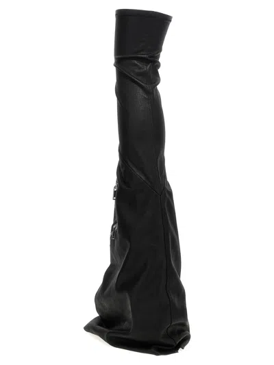 Rick Owens Cargo Fetish Sneaks Calf Leather Knee-high Boots In Black