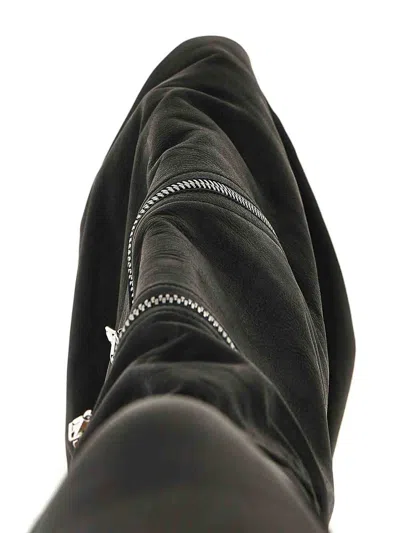 Rick Owens Cargo Fetish Sneaks Calf Leather Knee-high Boots In Black