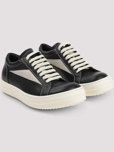 Rick Owens Black White Leather Sneakers