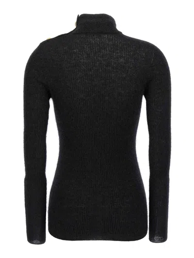 Balmain Mohair Button Sweater In Black