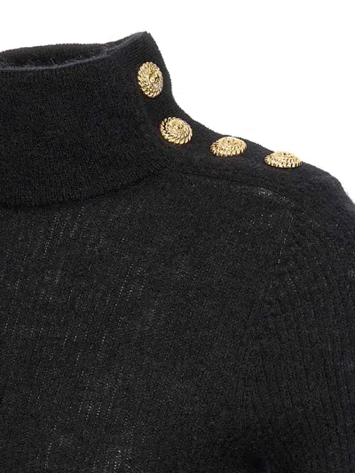 Balmain Mohair Button Sweater In Black