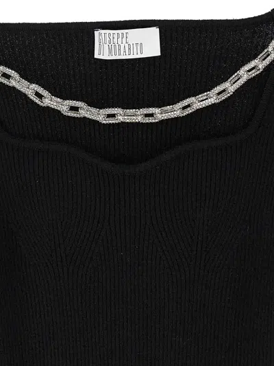 Giuseppe Di Morabito Square Neck Chain Detail Fitted Sweater
