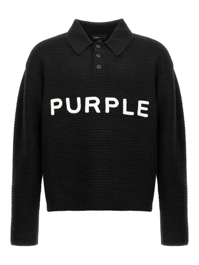 Purple Brand Wool Sweater With Frontal Logo Embroidery