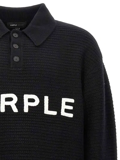 Purple Brand Wool Sweater With Frontal Logo Embroidery