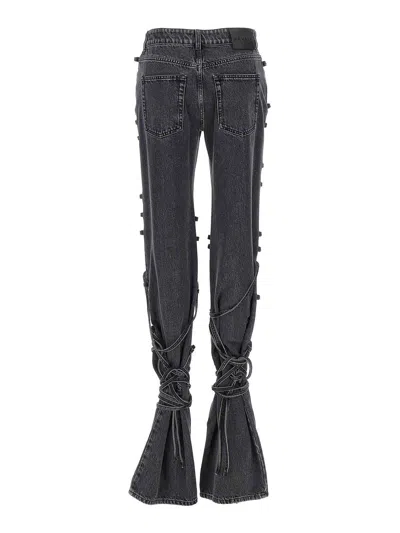 Alexander Mcqueen Flared Jeans With Unique Lace-up Detailing And High-quality Cotton Fabric In Black