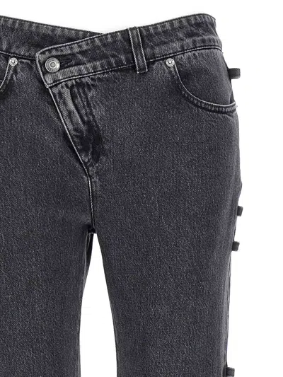 Alexander Mcqueen Flared Jeans With Unique Lace-up Detailing And High-quality Cotton Fabric In Black