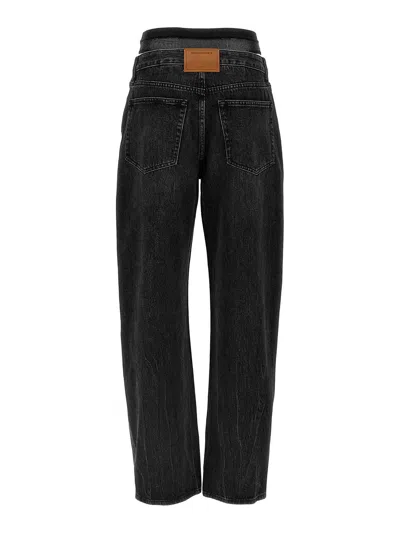 Alexander Wang Slit Hem Prestyle Hotfix Mesh Undie Jeans In Black