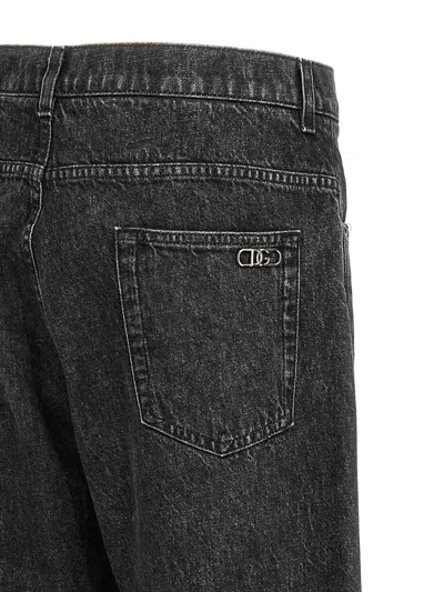 Dolce & Gabbana Wide Leg Jeans With Front And Back Pockets In Black