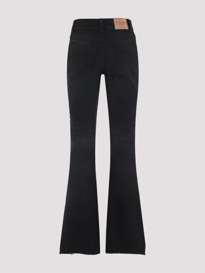 Balenciaga Flared Trousers With High Waist And Raw Hem In Black