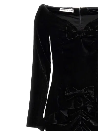 Alessandra Rich Velvet Off The Shoulder Dress In Black