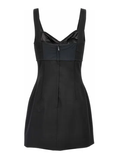 Dolce & Gabbana Scalloped Wool-blend Gabardine Mini Corset Dress In Black
