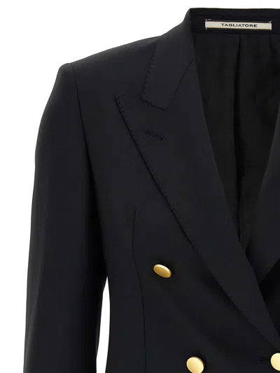 Tagliatore Double-breasted Houndstooth Jacket With Tailored Silhouette