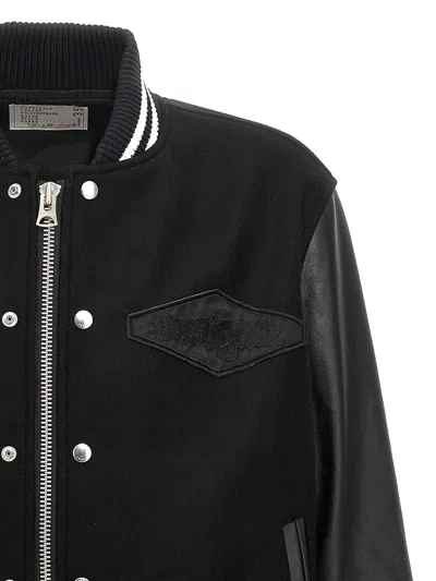 Sacai Black Gonz Edition Leather Bomber Jacket In Black
