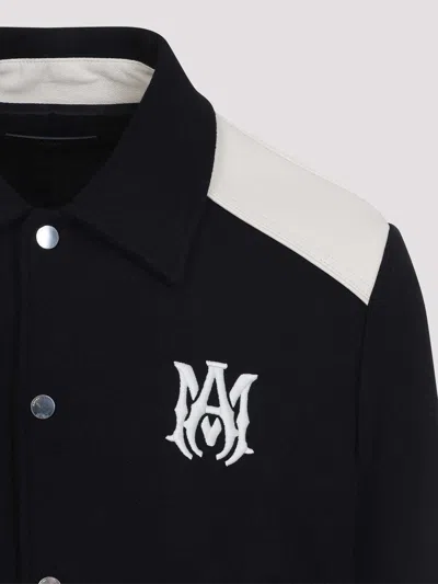 Amiri Tailored Wool And Leather Jacket With Zippered Pockets