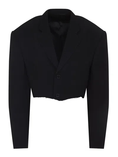 Balenciaga Black Cut Off Single Breasted Jacket