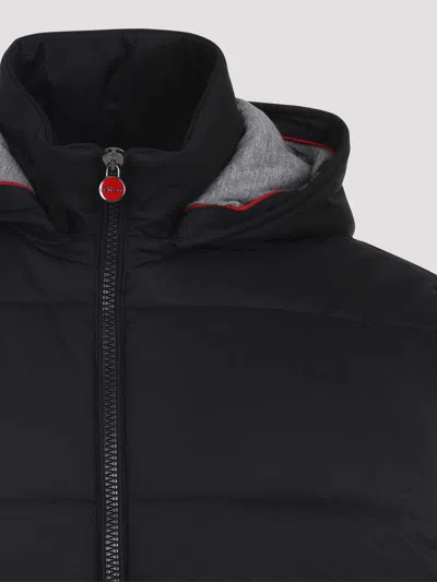 Kiton Hooded Quilted Jacket With Material Blend