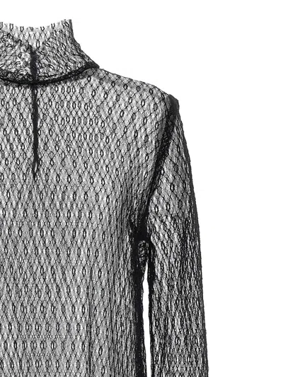 Dolce & Gabbana Delicate High Neck Mesh Blouse In Black