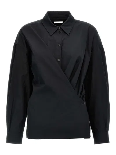 Lemaire Black Straight-collar Twisted Shirt In Black