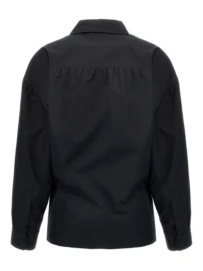 Lemaire Black Straight-collar Twisted Shirt In Black