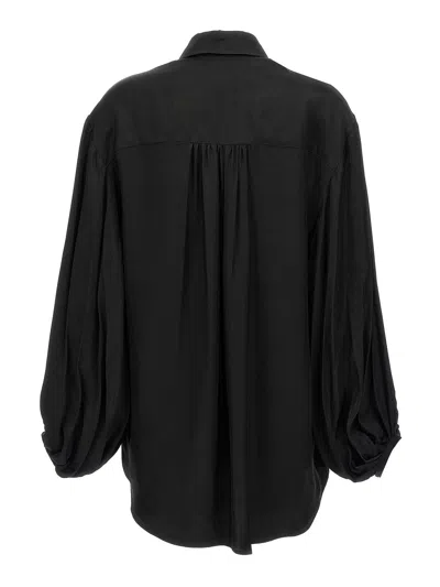 Khaite Bam Balloon-sleeve Oversized Button-down Top In Black