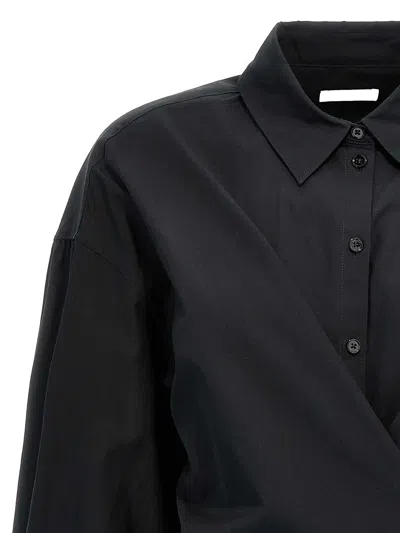 Lemaire Black Straight-collar Twisted Shirt In Black