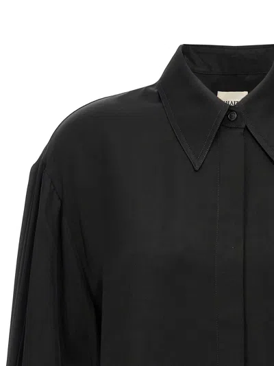 Khaite Bam Balloon-sleeve Oversized Button-down Top In Black