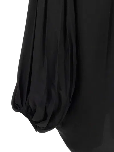Khaite Bam Balloon-sleeve Oversized Button-down Top In Black