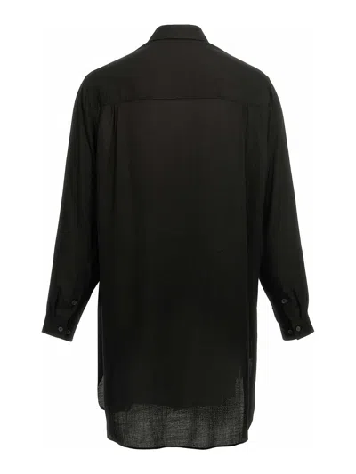 Yohji Yamamoto Transparent Shirt With Chest Pocket And Longline Design In Black