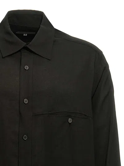 Yohji Yamamoto Transparent Shirt With Chest Pocket And Longline Design In Black