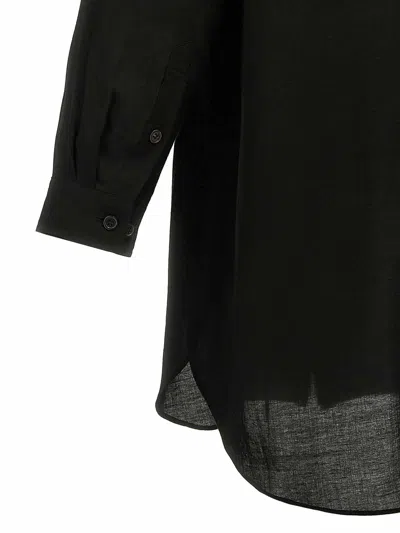Yohji Yamamoto Transparent Shirt With Chest Pocket And Longline Design In Black